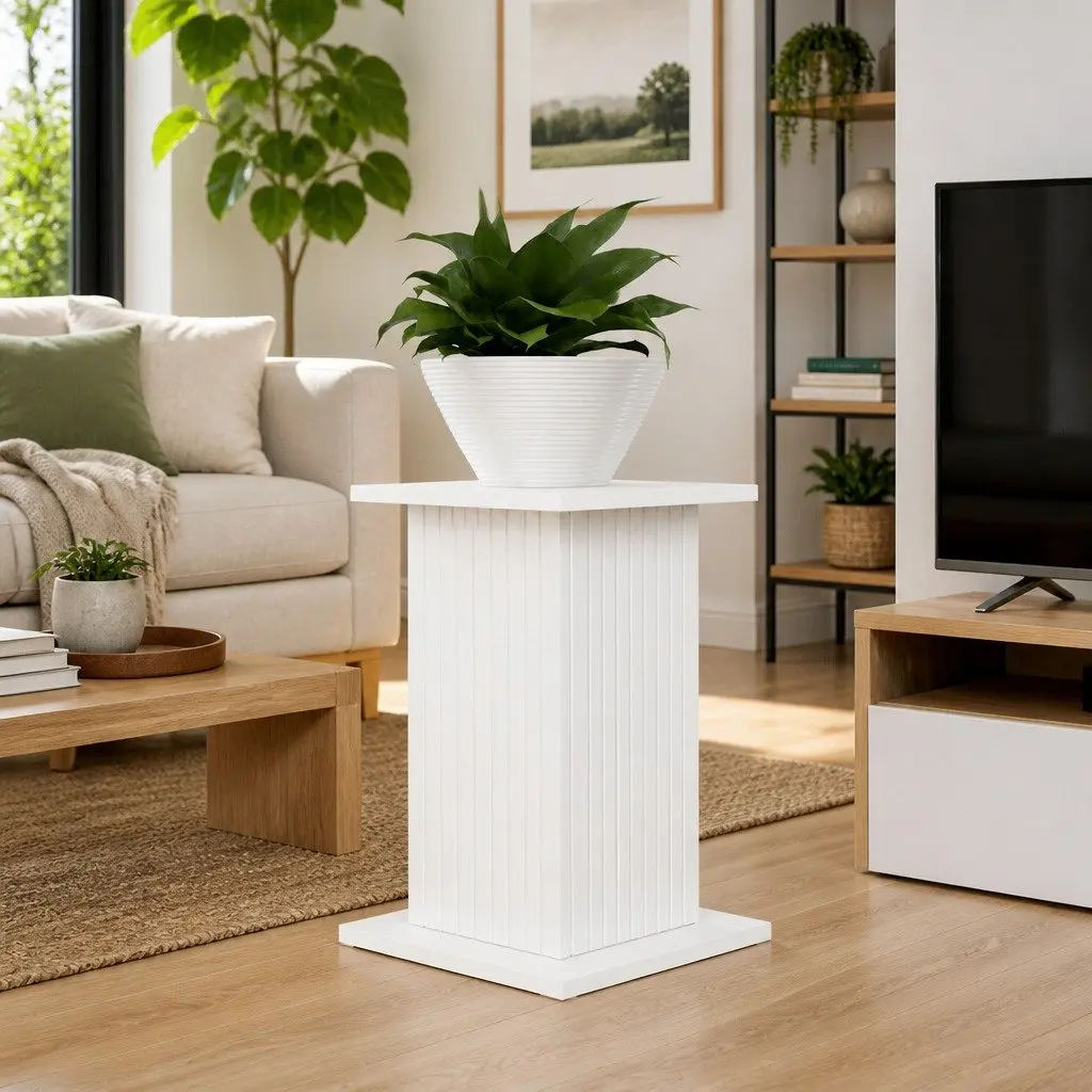Plant Stand Indoor 2 Pieces White Modern Display Riser 30.5cm