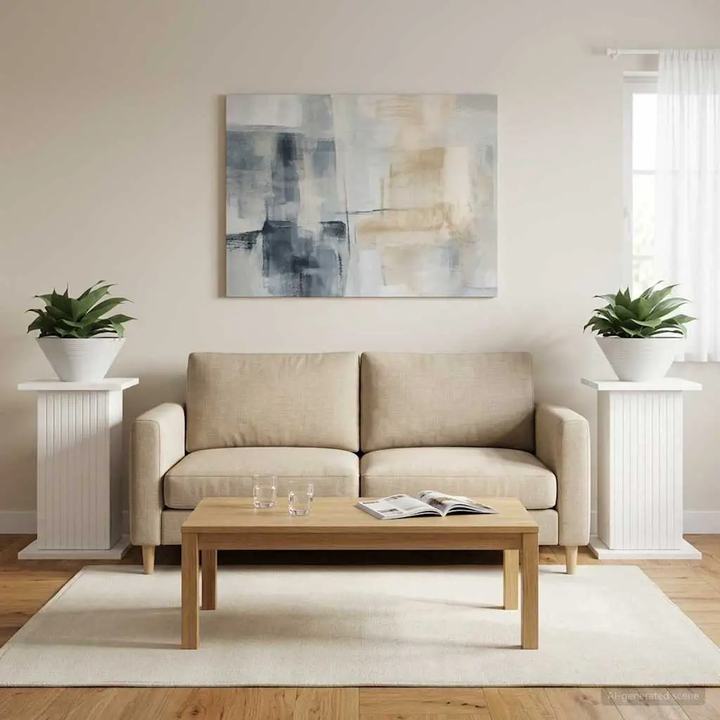 Plant Stand Indoor 2 Pieces White Modern Display Riser 30.5cm
