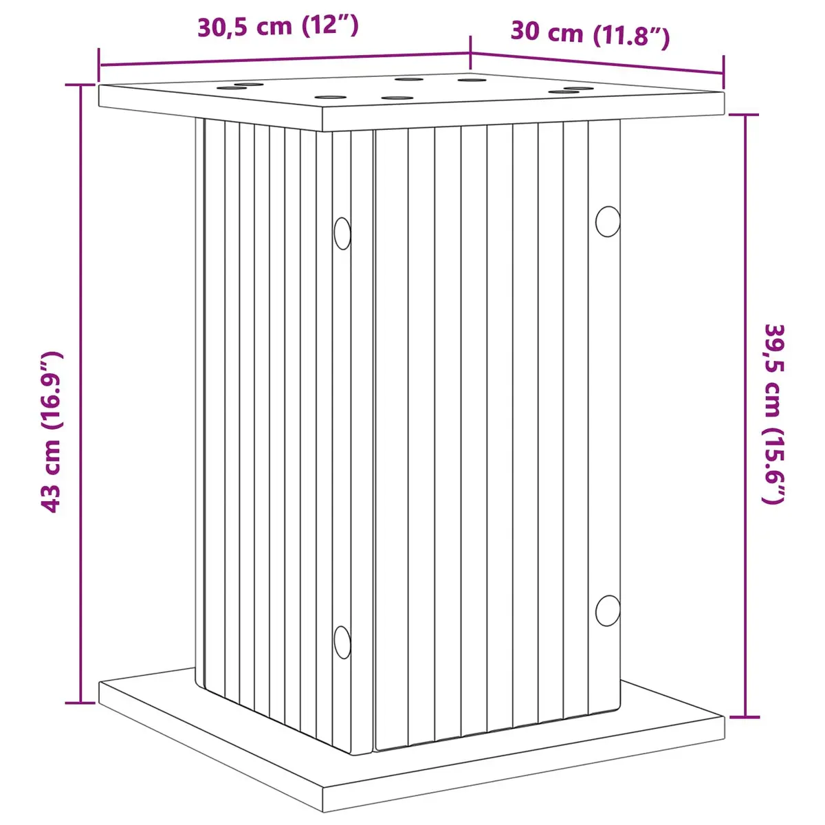 Plant Stand Indoor 2 Pieces White Modern Display Riser 30.5cm