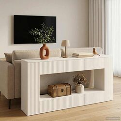 Dimensions and Specs of the White Striped Console Table