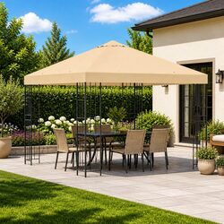 Gazebo Specifications: 3 x 3 m Cream Polyester Steel Structure