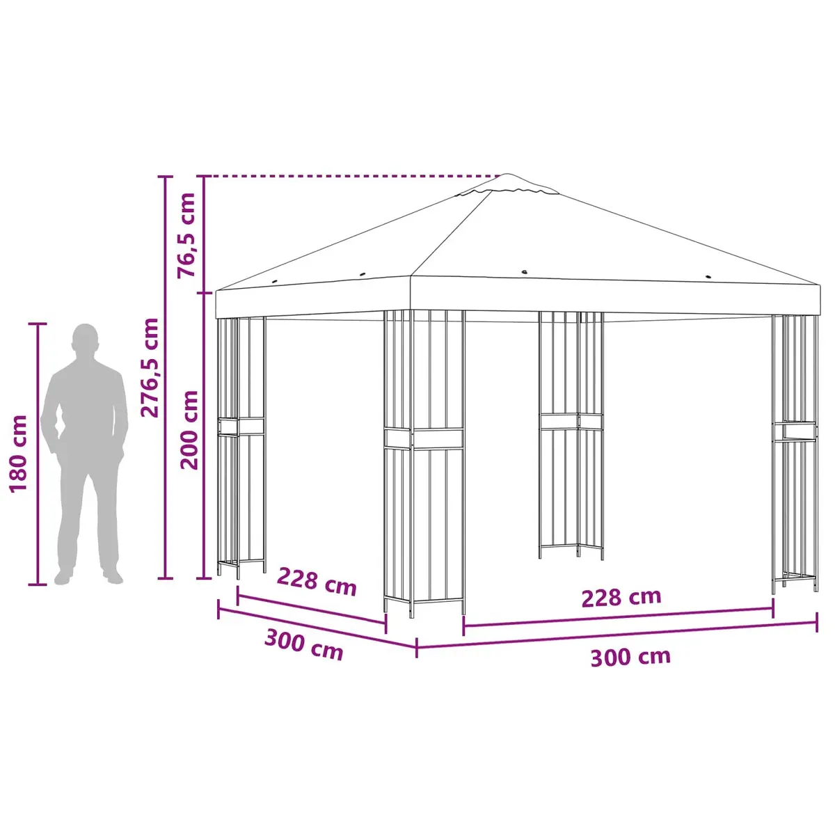 Gazebo 3 x 3 m Outdoor Canopy Cream Polyester Steel Frame Garden Patio Shelter