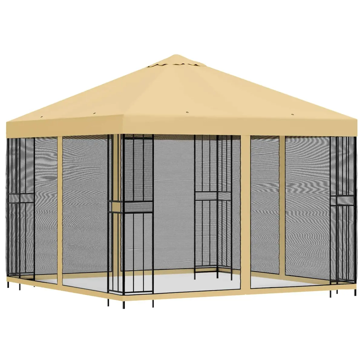 Garden Gazebo Outdoor 3 x 3 m Cream Polyester Steel Frame