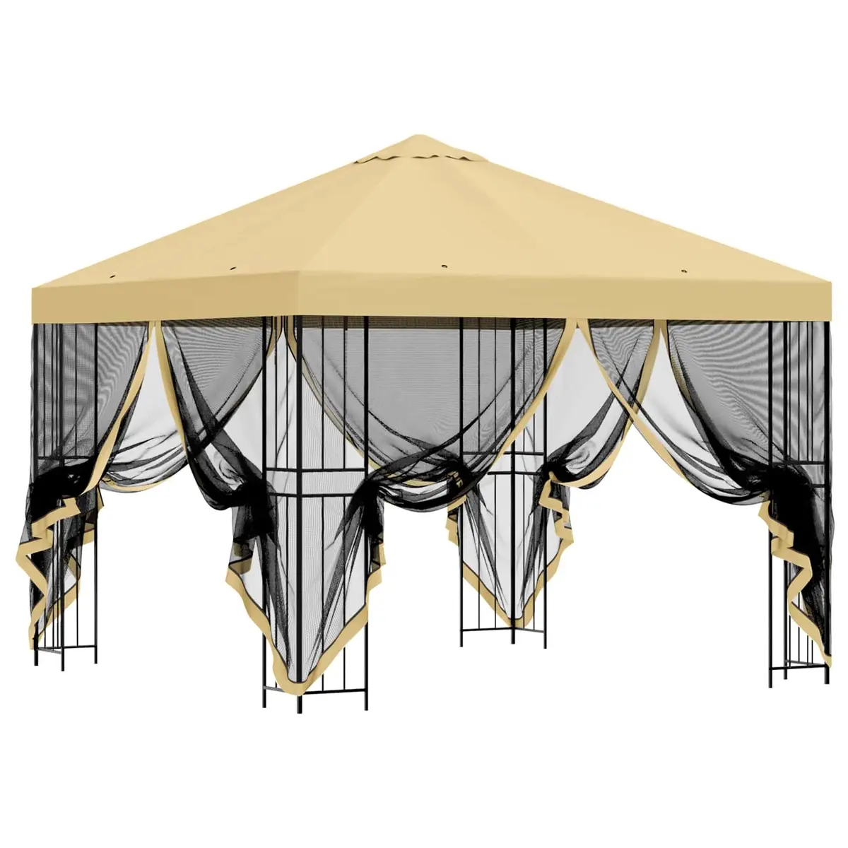 Garden Gazebo Outdoor 3 x 3 m Cream Polyester Steel Frame