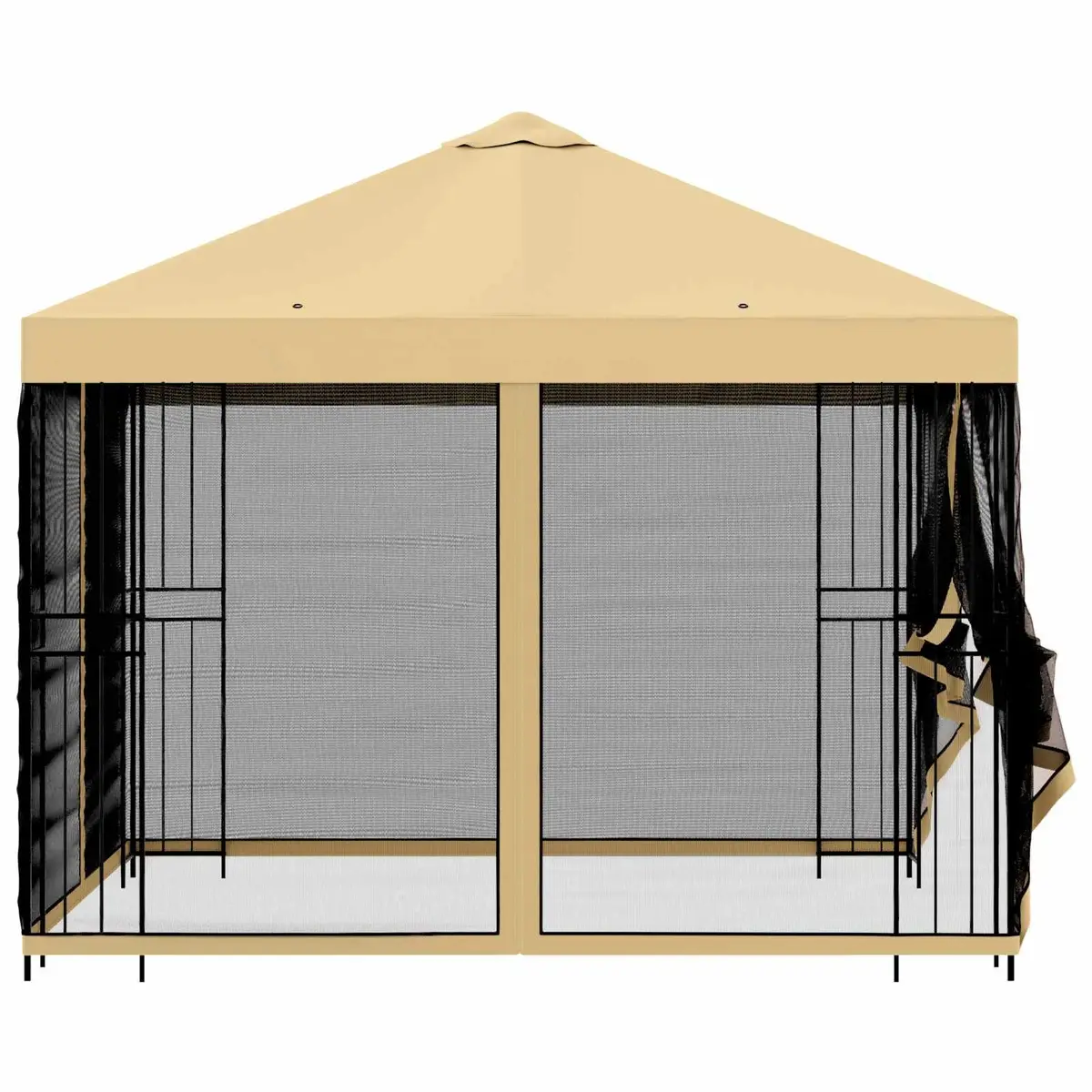 Garden Gazebo Outdoor 3 x 3 m Cream Polyester Steel Frame