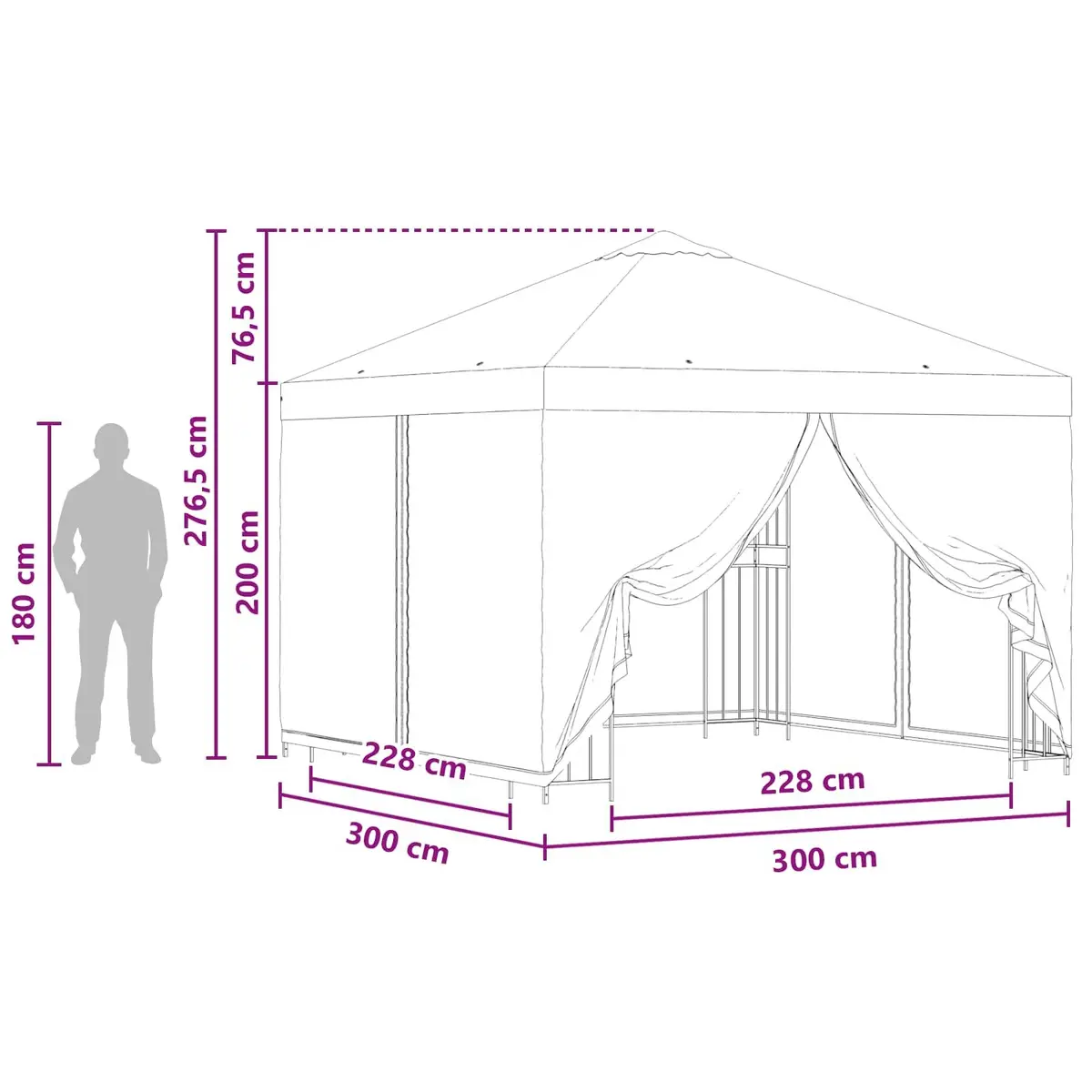 Garden Gazebo Outdoor 3 x 3 m Cream Polyester Steel Frame