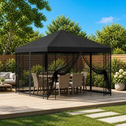 3x3m Garden Gazebo with Sidewalls:  Durable Outdoor Canopy