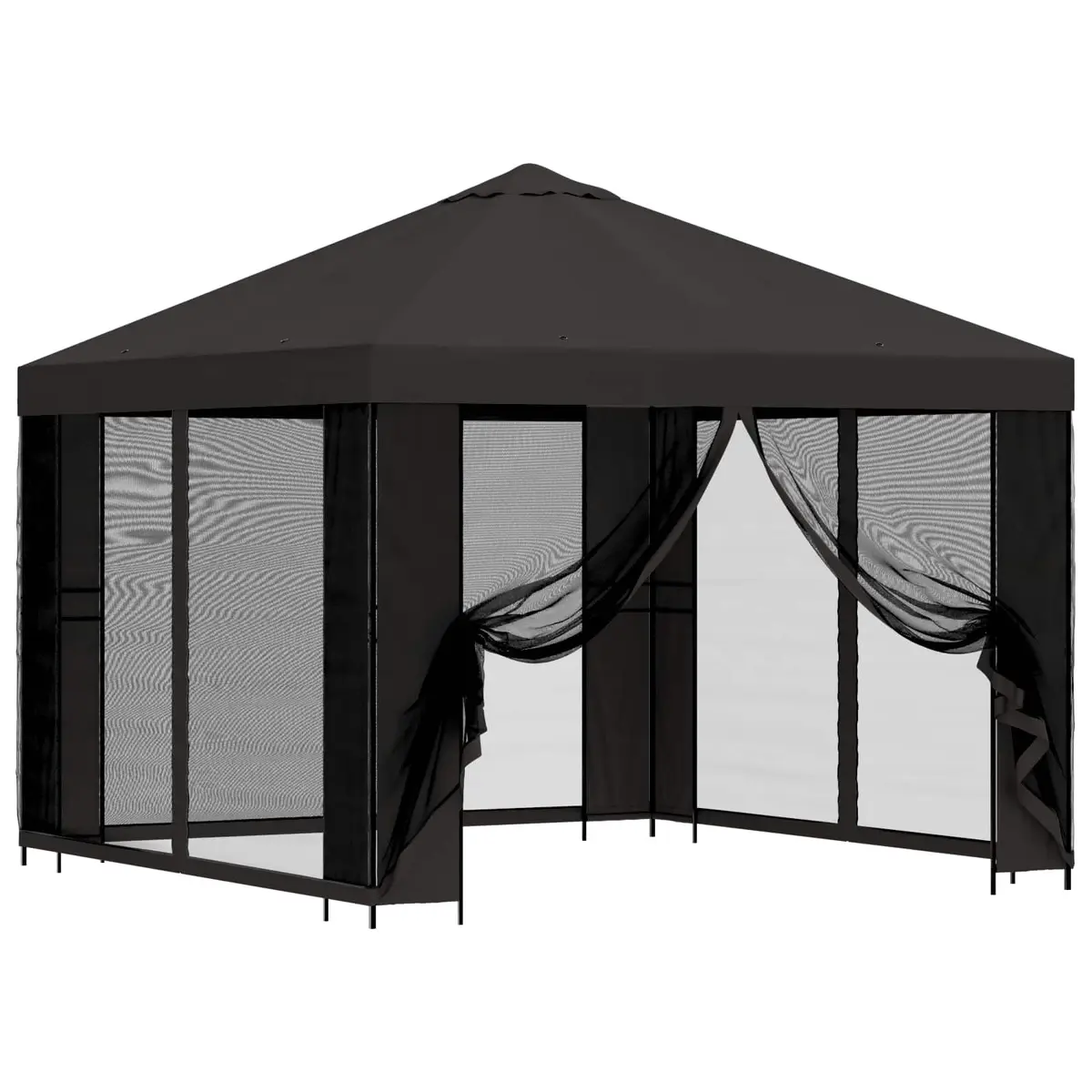 Garden Gazebo 3x3m Outdoor Canopy Shade Structure with Sidewalls Anthracite