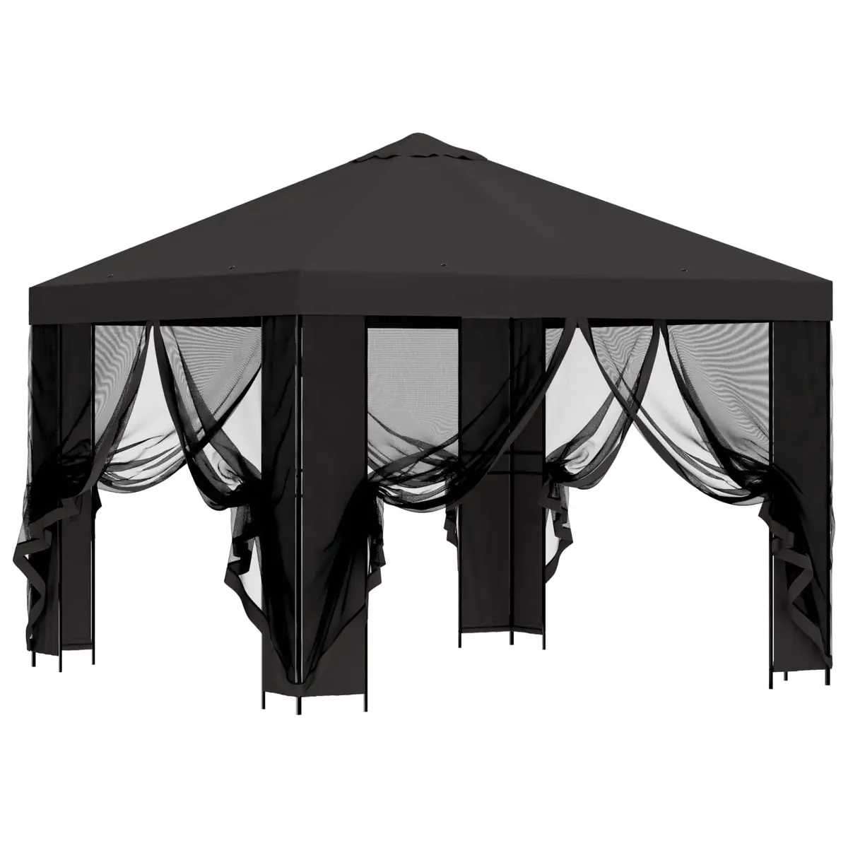 Garden Gazebo 3x3m Outdoor Canopy Shade Structure with Sidewalls Anthracite