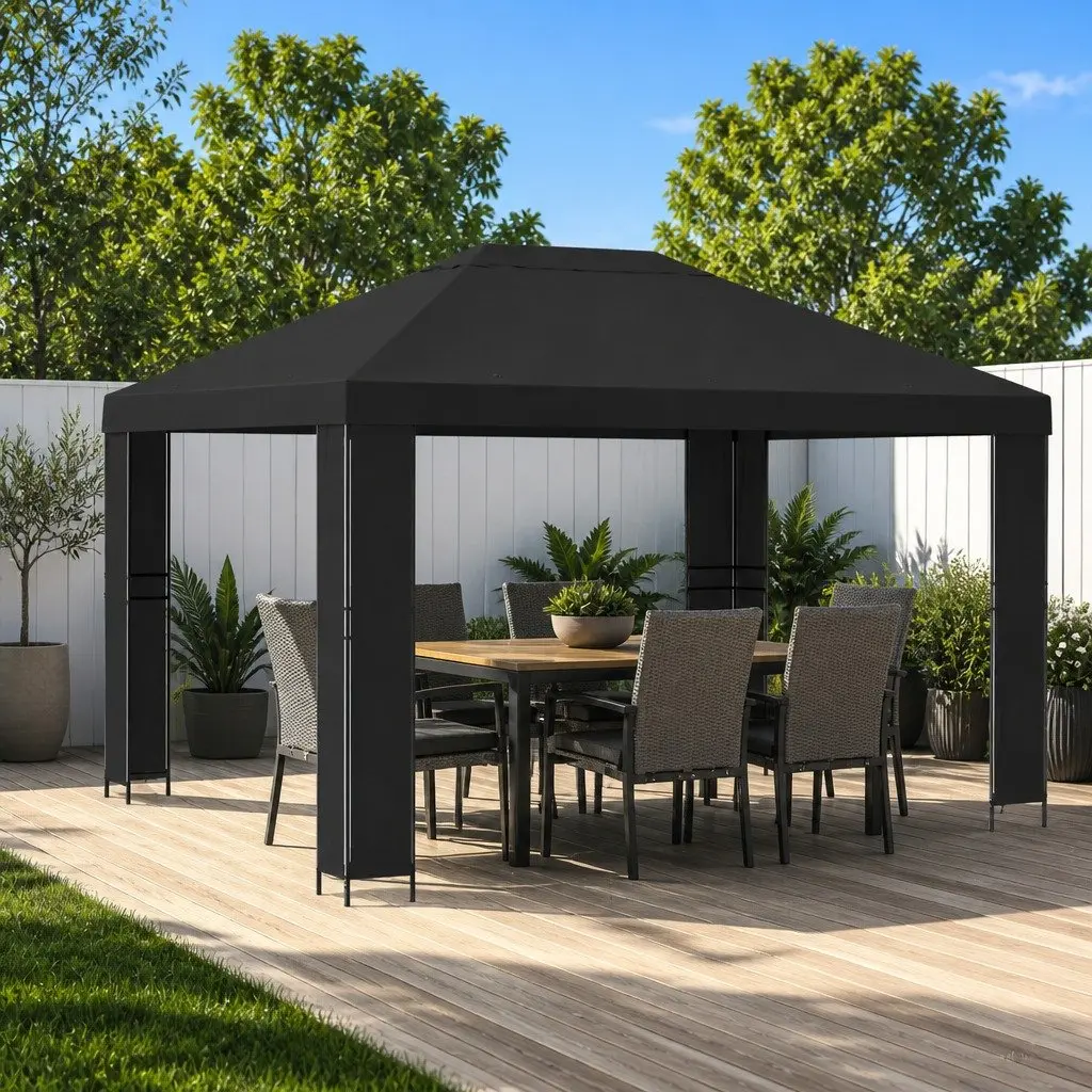 Gazebo 4 x 3 m Anthracite Outdoor Canopy Shade Structure Steel Frame Polyester