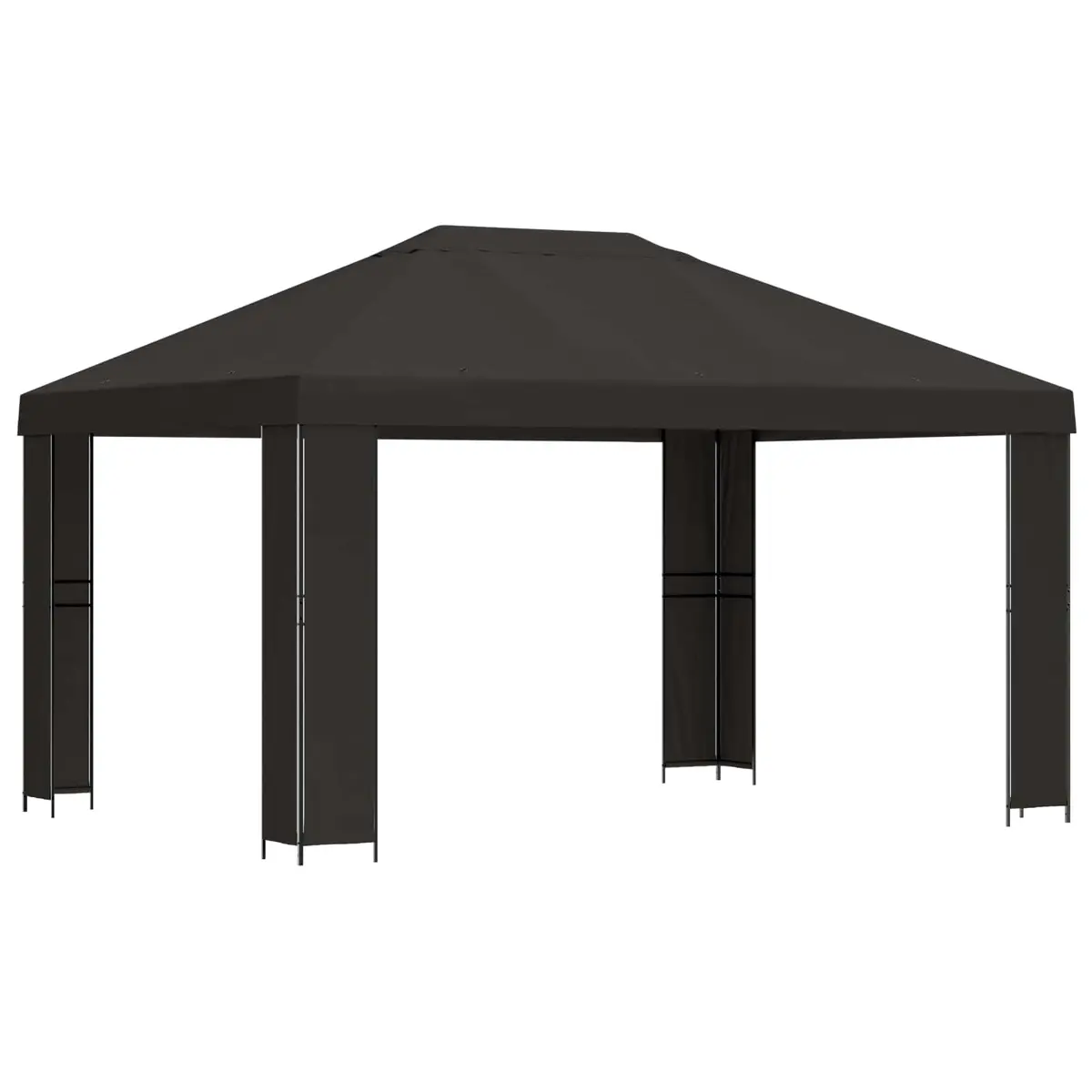 Gazebo 4 x 3 m Anthracite Outdoor Canopy Shade Structure Steel Frame Polyester