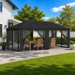 Gazebo Canopy Cover with 6 Sidewalls 600.5 x 300.5 cm