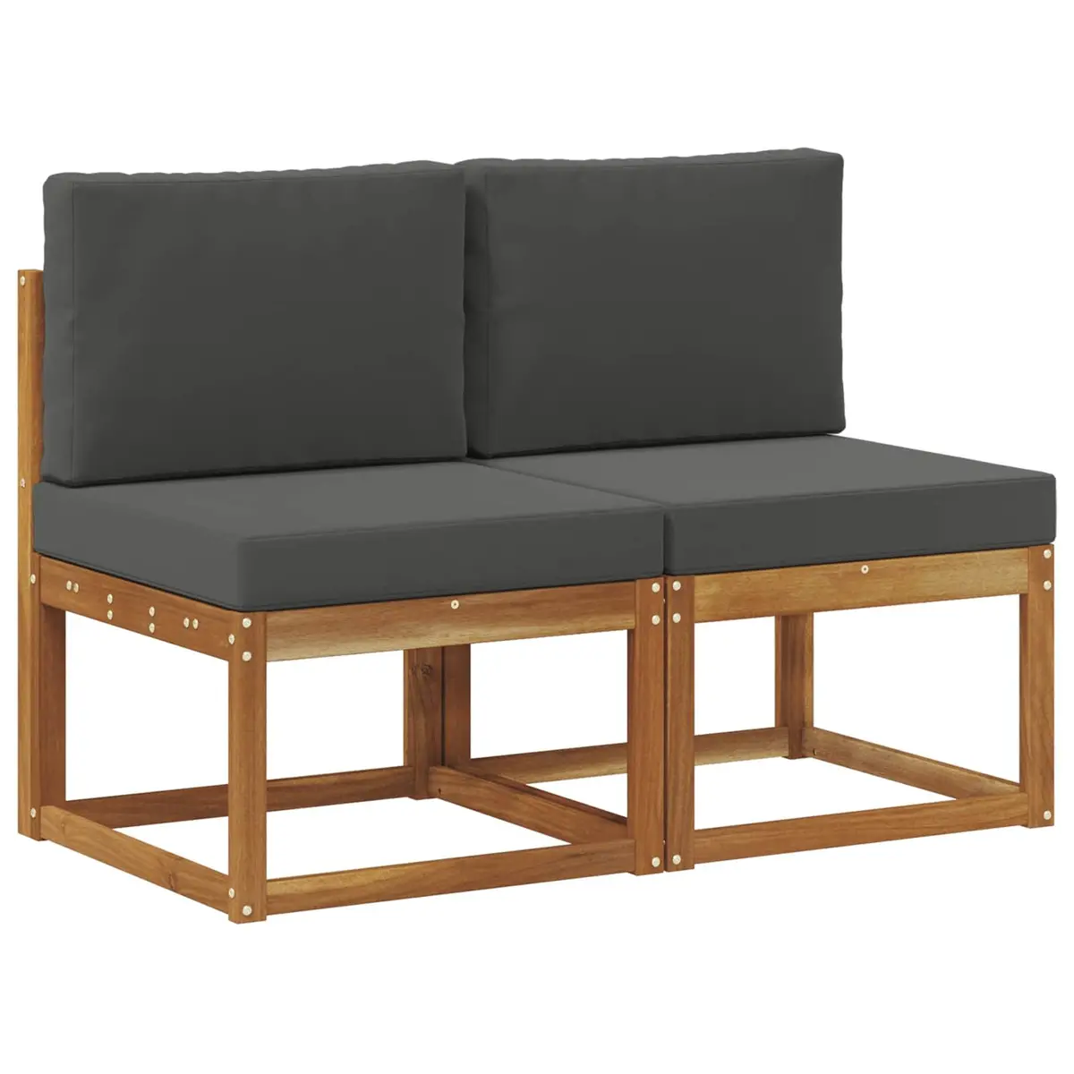 Outdoor Sofa Middle Section Modular Unit Brown Acacia Wood Garden