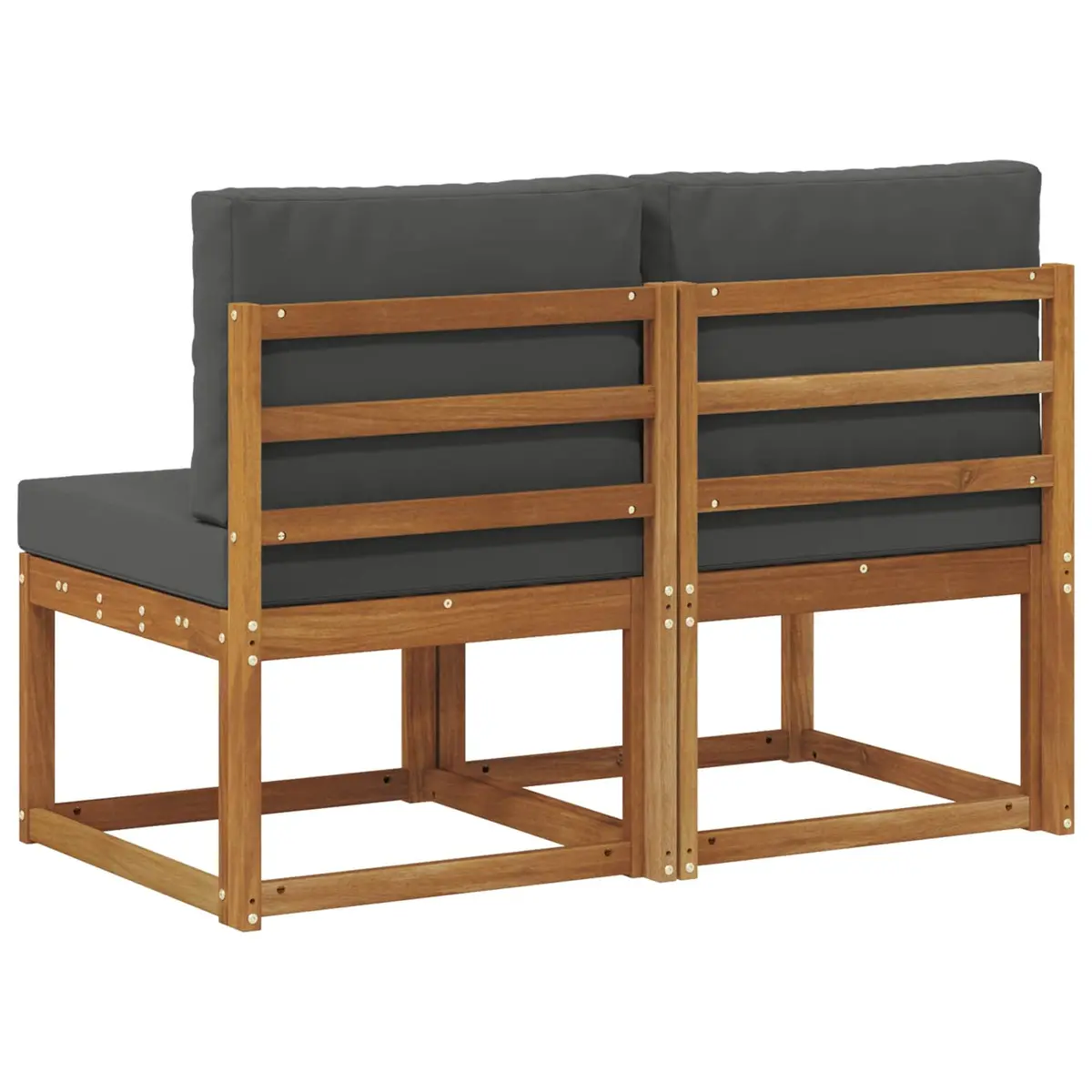 Outdoor Sofa Middle Section Modular Unit Brown Acacia Wood Garden