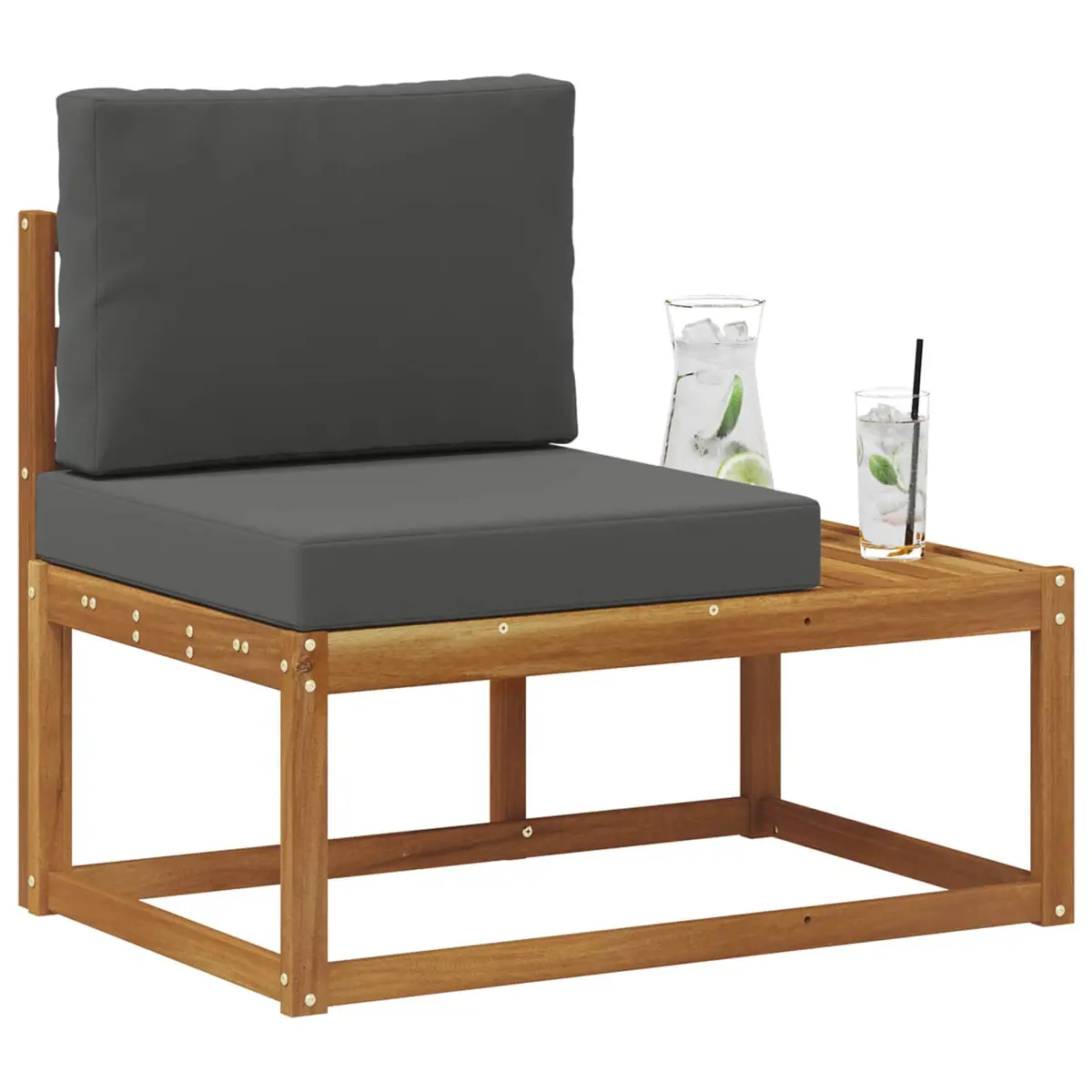 Outdoor End Sofa Modular Sectional Unit Garden Balcony Furniture Slatted Design