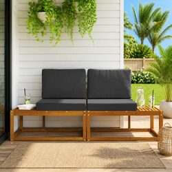 2 Piece Brown Sectional Sofa: Solid Acacia Wood