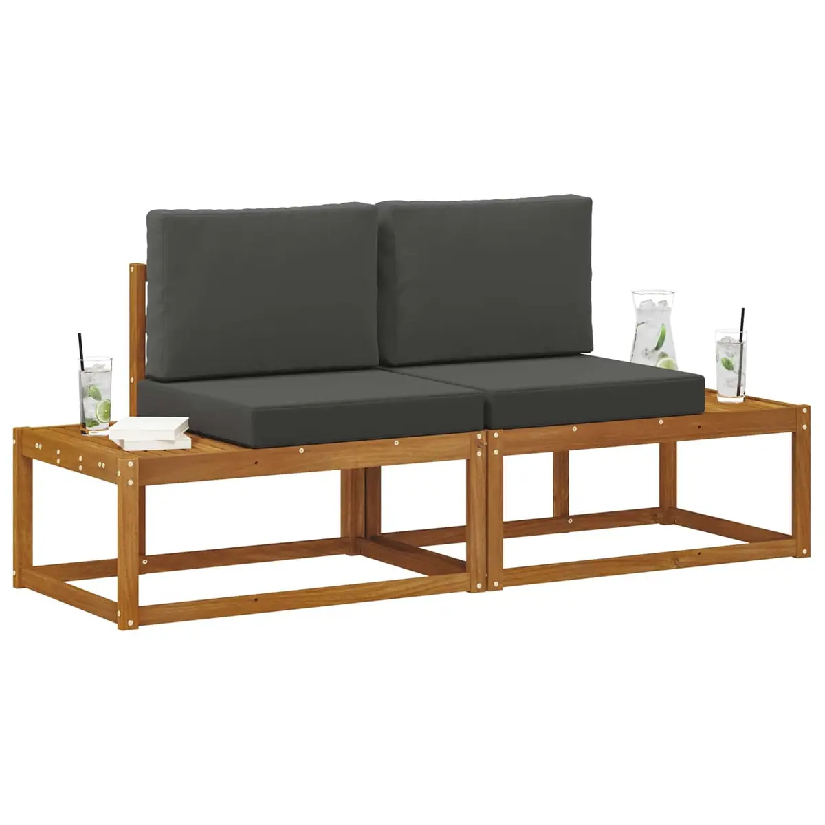 Outdoor Sectional Sofa Modular Seating Unit for Patio Garden 2 Piece Brown