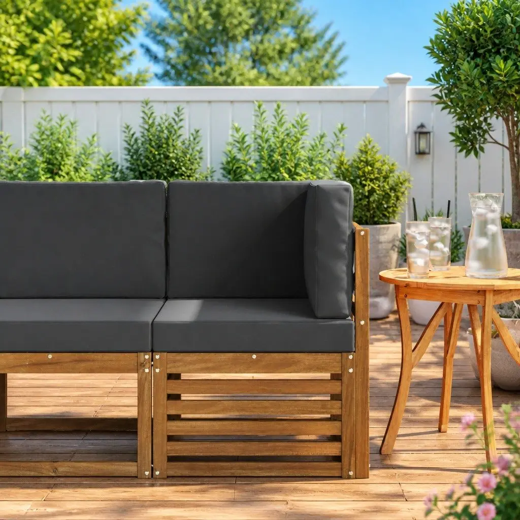 Outdoor Corner Sofa Garden Patio Furniture Solid Acacia Wood Size