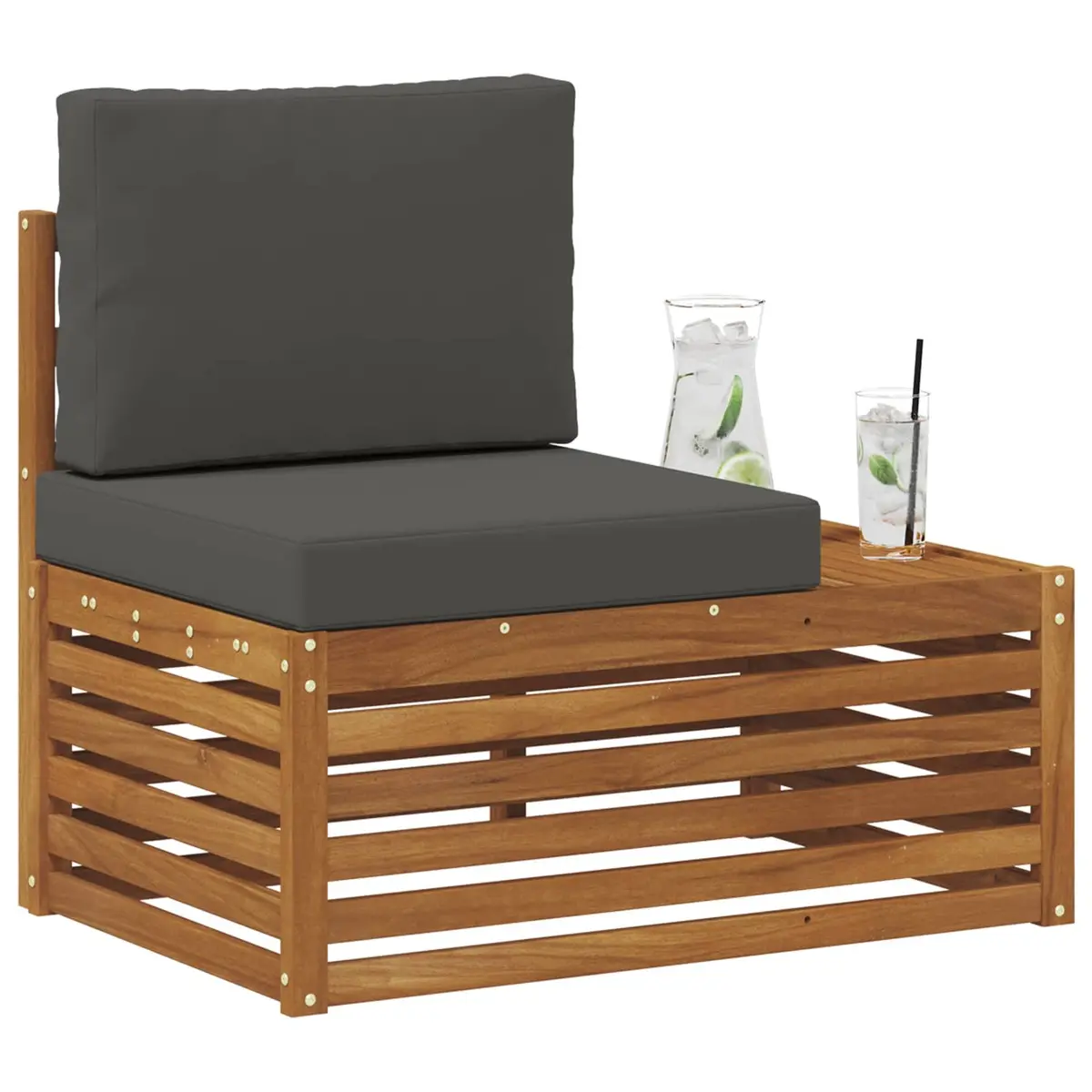 Outdoor End Sofa Garden Seating Unit Brown Solid Acacia Wood 91 x 63 x 73 cm