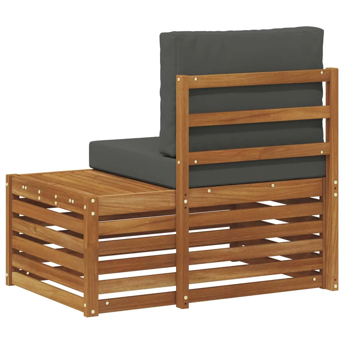Outdoor End Sofa Garden Seating Unit Brown Solid Acacia Wood 91 x 63 x 73 cm