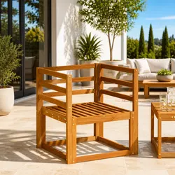 Natural Solid Acacia Wood Armrests - Dimensions 59 x 4 x 73 cm