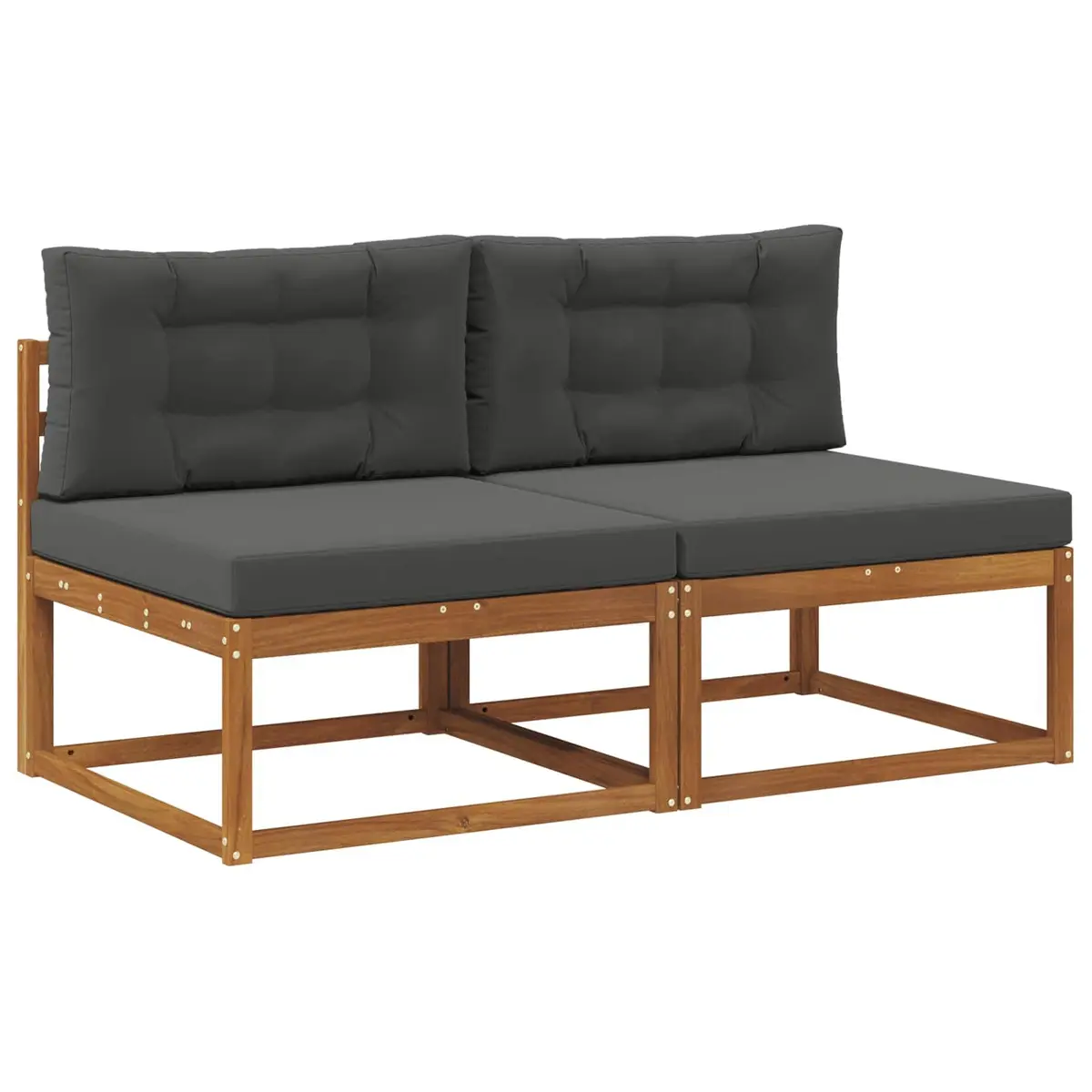 Outdoor Middle Sofa 2 Piece for Garden Patio Brown