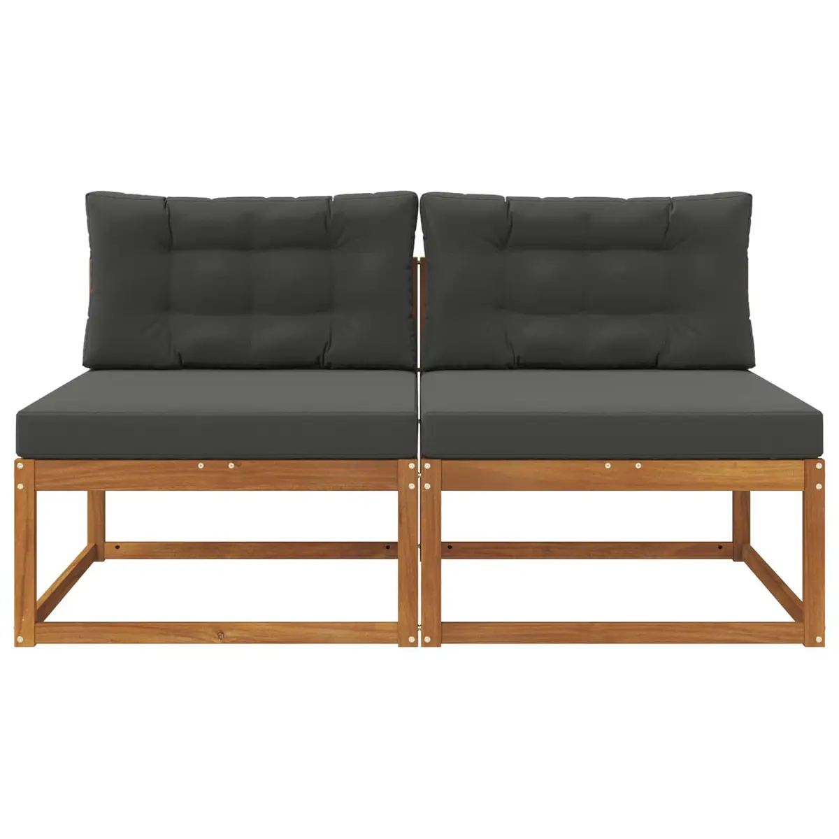 Outdoor Middle Sofa 2 Piece for Garden Patio Brown