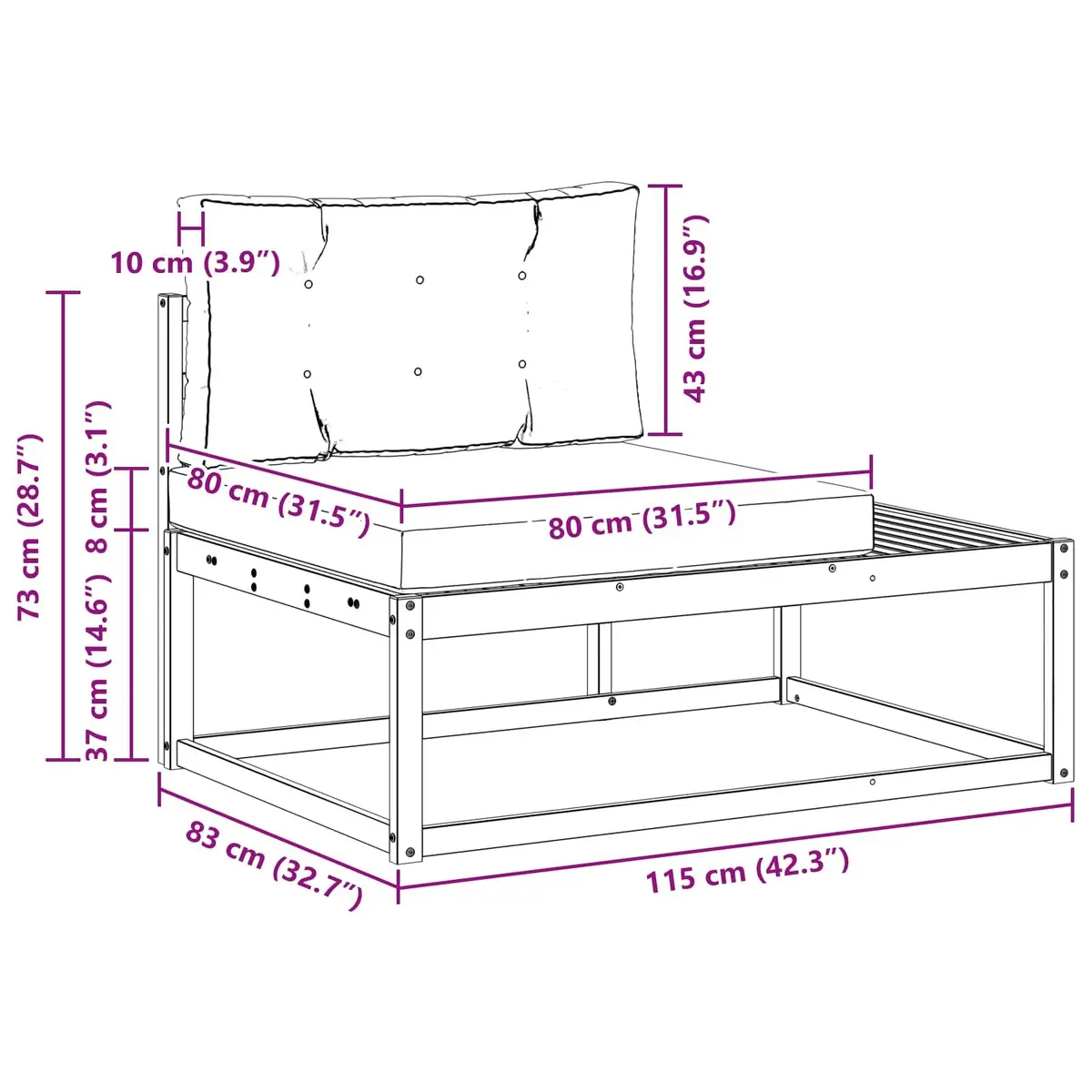 Brown Outdoor Sectional Sofa with Cushion