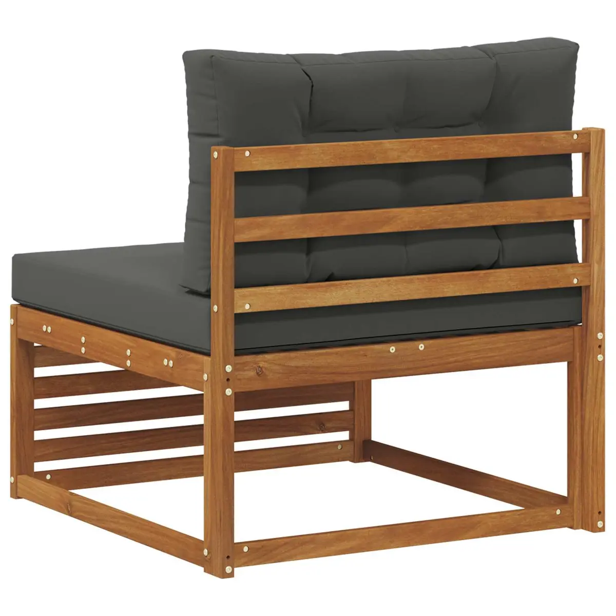 Outdoor Middle Sofa Section Acacia Wood Garden Patio Sectional Seating Brown