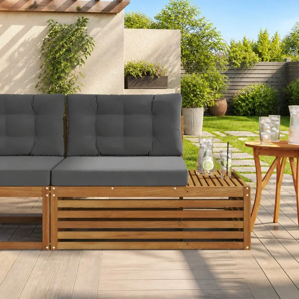 Outdoor End Sofa Garden Patio Solid Acacia Wood Brown 115 x 83 x 73 cm