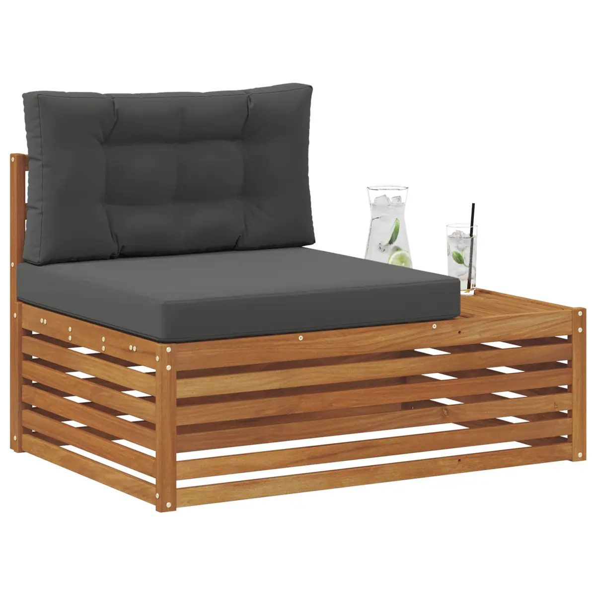 Outdoor End Sofa Garden Patio Solid Acacia Wood Brown 115 x 83 x 73 cm