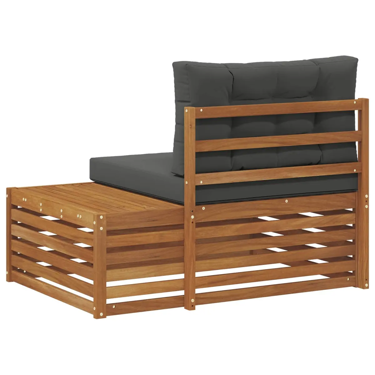 Outdoor End Sofa Garden Patio Solid Acacia Wood Brown 115 x 83 x 73 cm