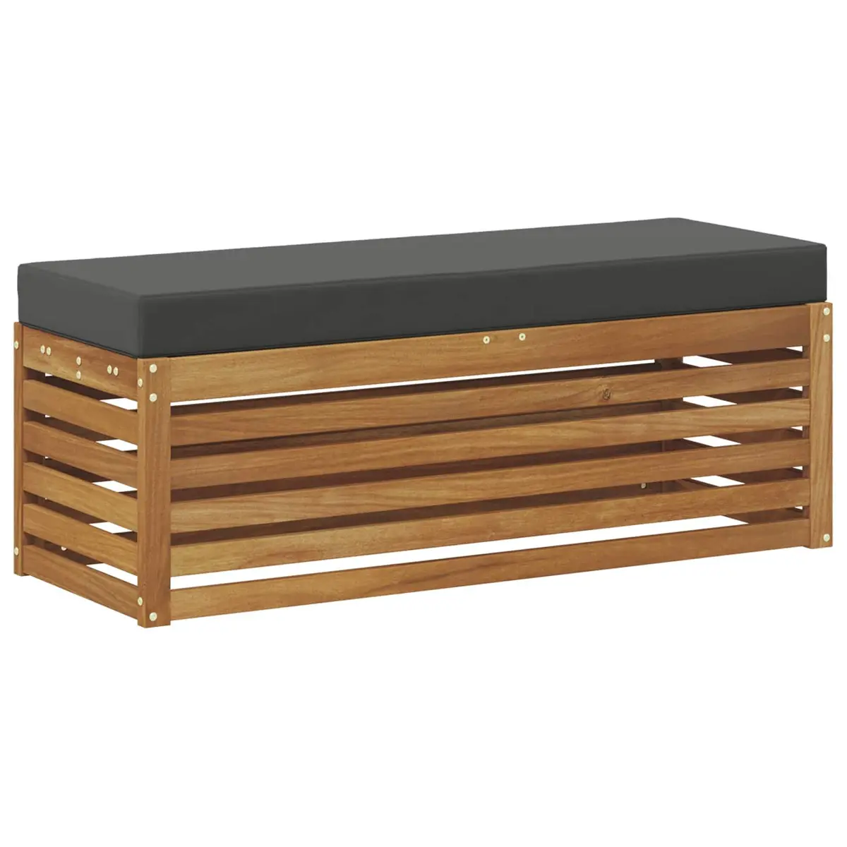 Stool Bench Solid Acacia Wood Garden Outdoor Seat Natural and Anthracite