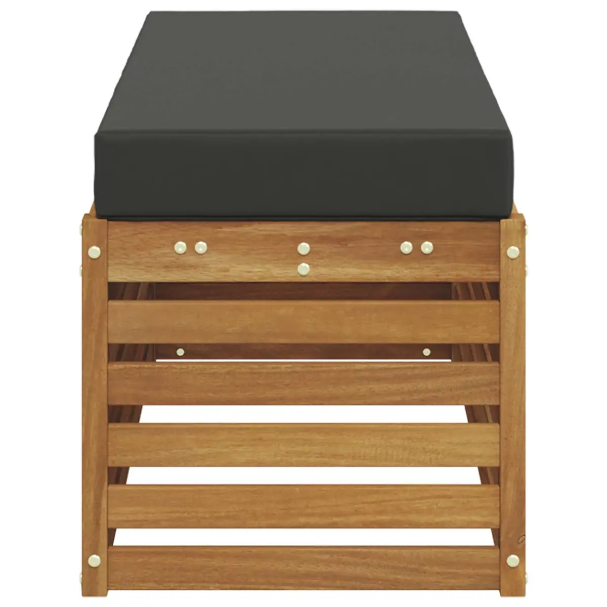 Stool Bench Solid Acacia Wood Garden Outdoor Seat Natural and Anthracite