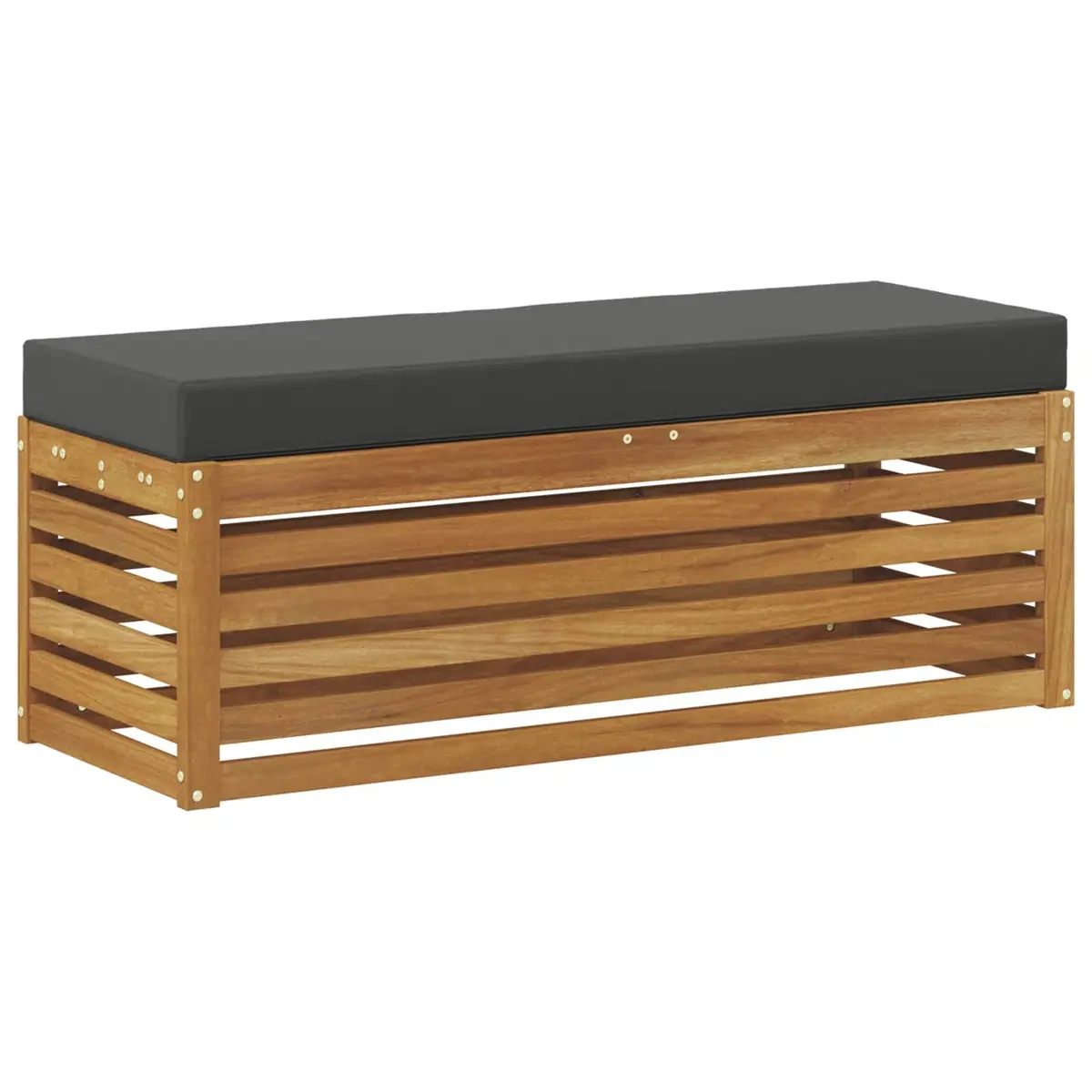 Stool Bench Solid Acacia Wood Garden Outdoor Seat Natural and Anthracite