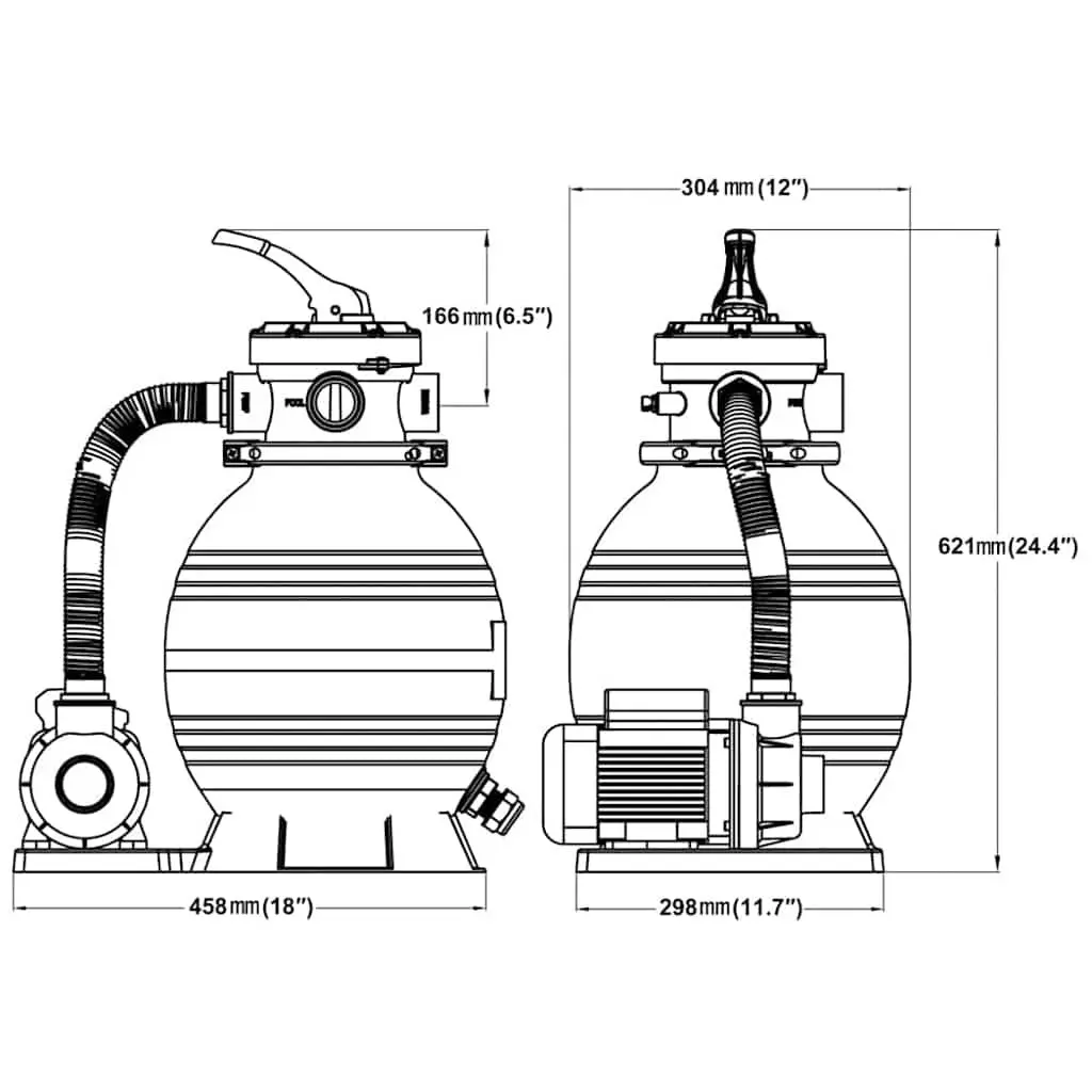 Sand Filter Pump 400W Pool Cleaner 11000 L/h Above Ground Filtration System