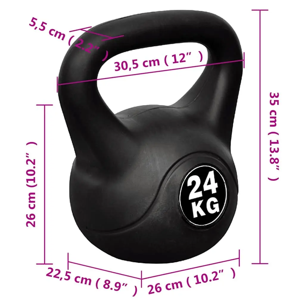 24 KG Black Vinyl Kettlebell