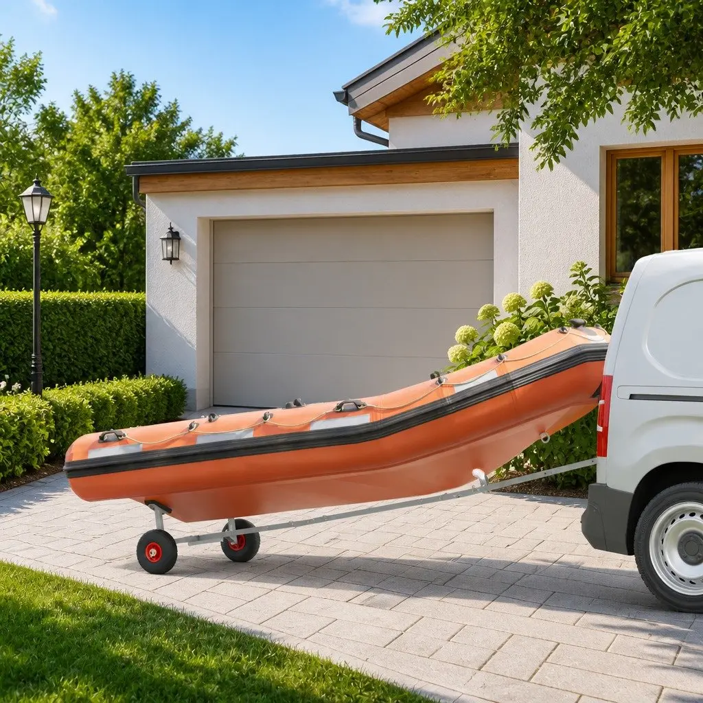 Boat Trailer with 3-Way Adjustable Frame and Pneumatic Tyres