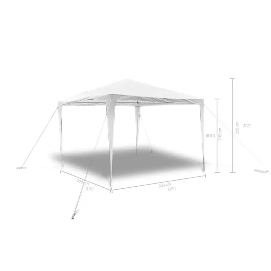 Outdoor Canopy Pavilion 3x3m Steel Frame White Garden Gazebo with Pyramid Roof