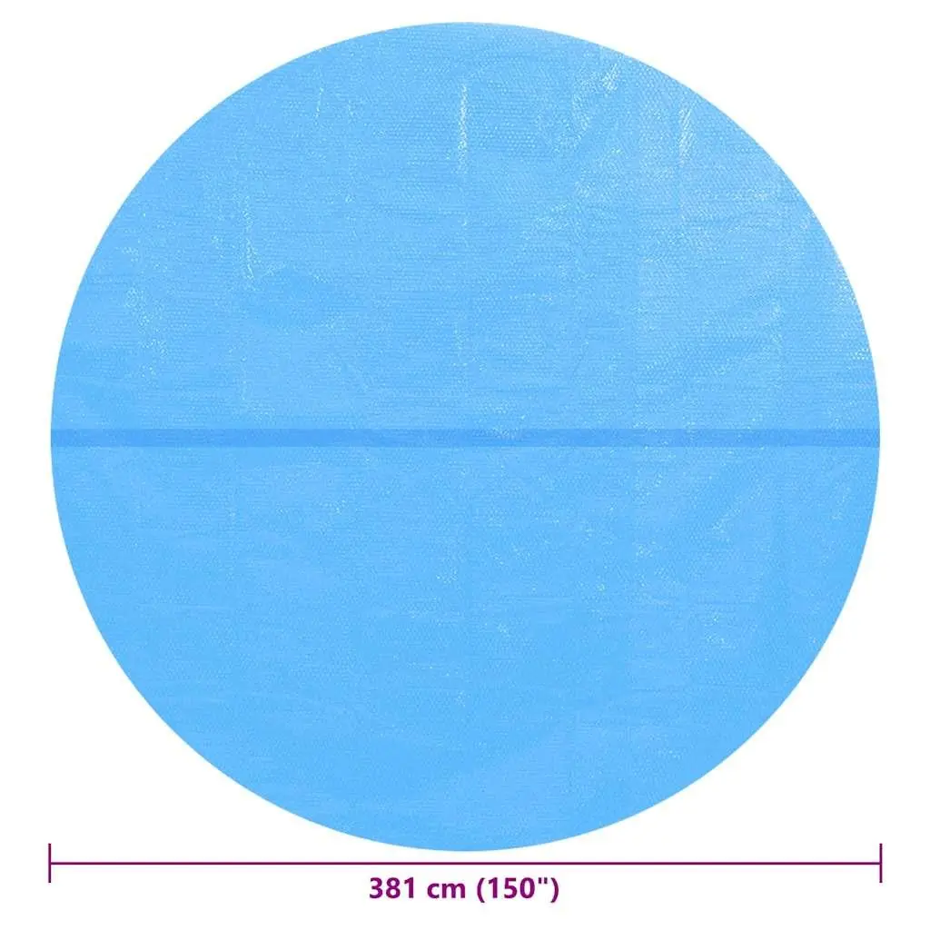 Floating Round Solar Pool Film for Swimming Pools 381cm PE Bubble Heat Retention Blue Cover