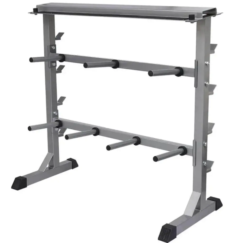 Dumbbell Barbell Rack Home Gym Black Steel Organizer 49 x 100 x 95 cm