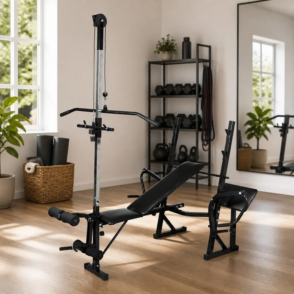 Fitness Workout Bench Grey Home Gym Exercise Equipment