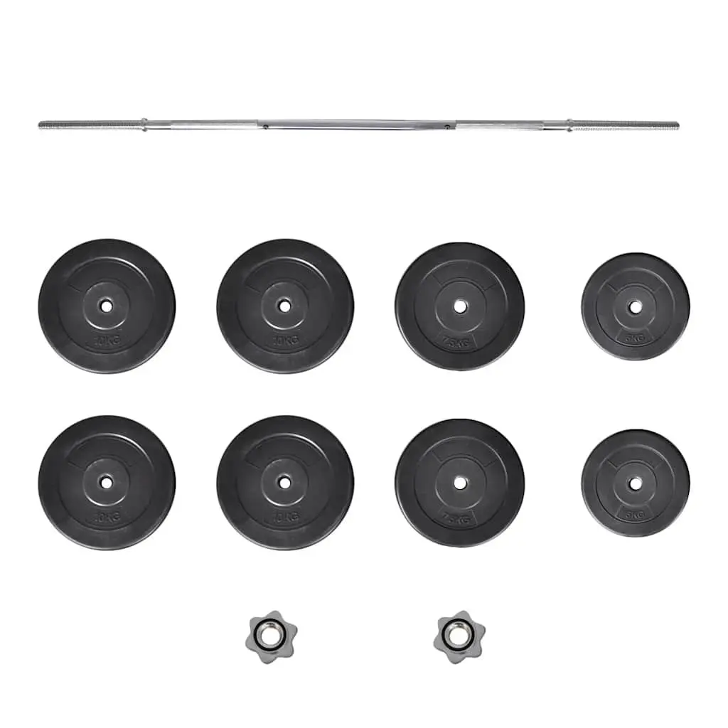 Barbell with Plates Set 60 kg Straight Bar Home Gym Weightlifting Exercise