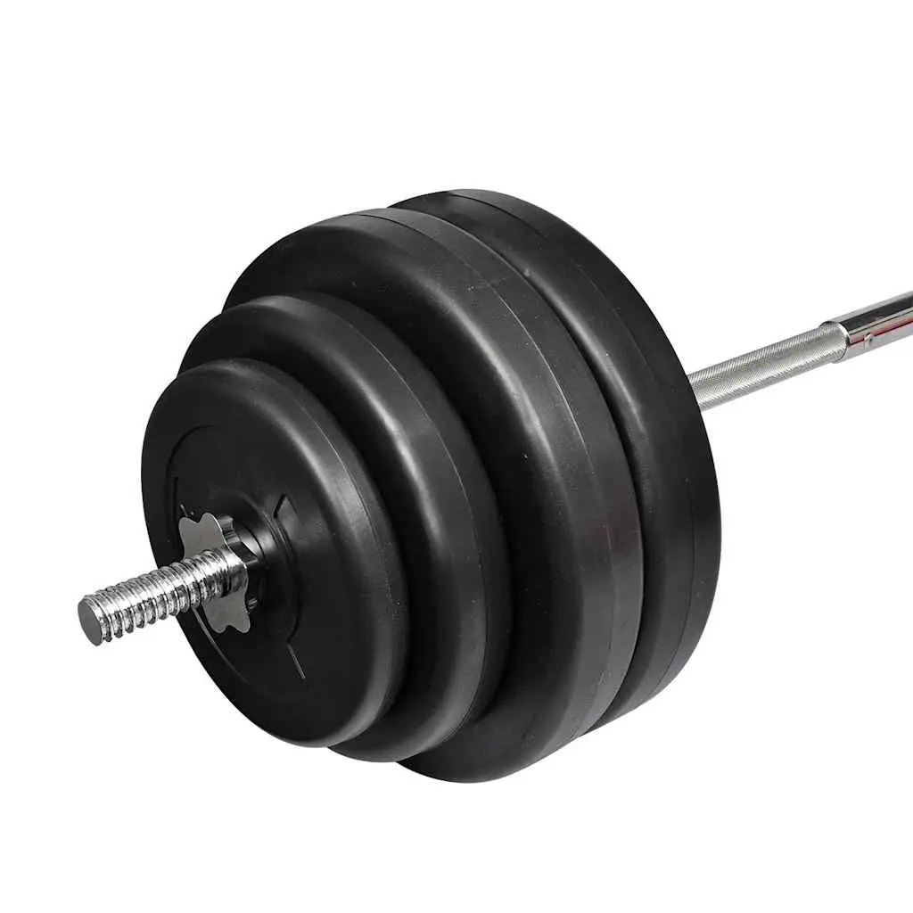 Barbell with Plates Set 60 kg Straight Bar Home Gym Weightlifting Exercise