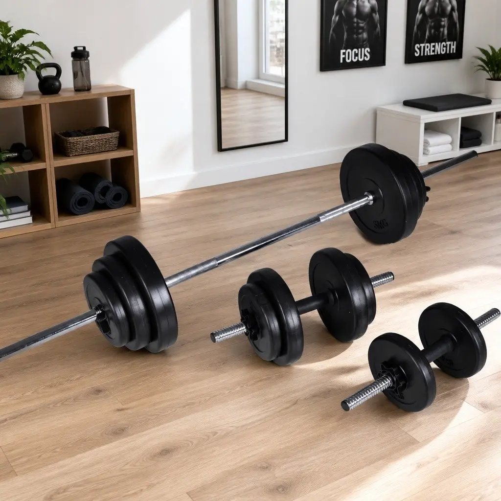 Barbell Dumbbell Weight Set Home Gym 30.5kg