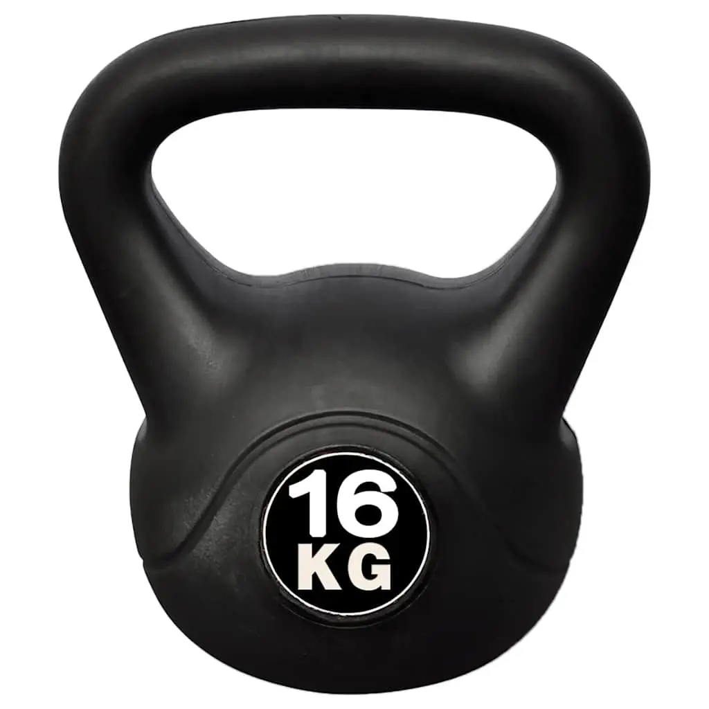Kettlebell 16 kg Black Free Weight Strength Training Home Gym Exercise Equipment