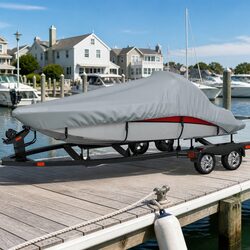 Dimensions-Specific Grey Boat Cover for Storage & Mooring