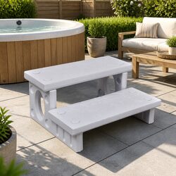Spa Steps: White, Non-Skid Access with 2 Reversible Treads