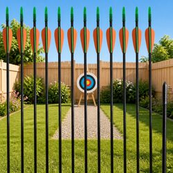 Specifications of 30" Fiberglass Recurve Bow Arrows, 12 Count
