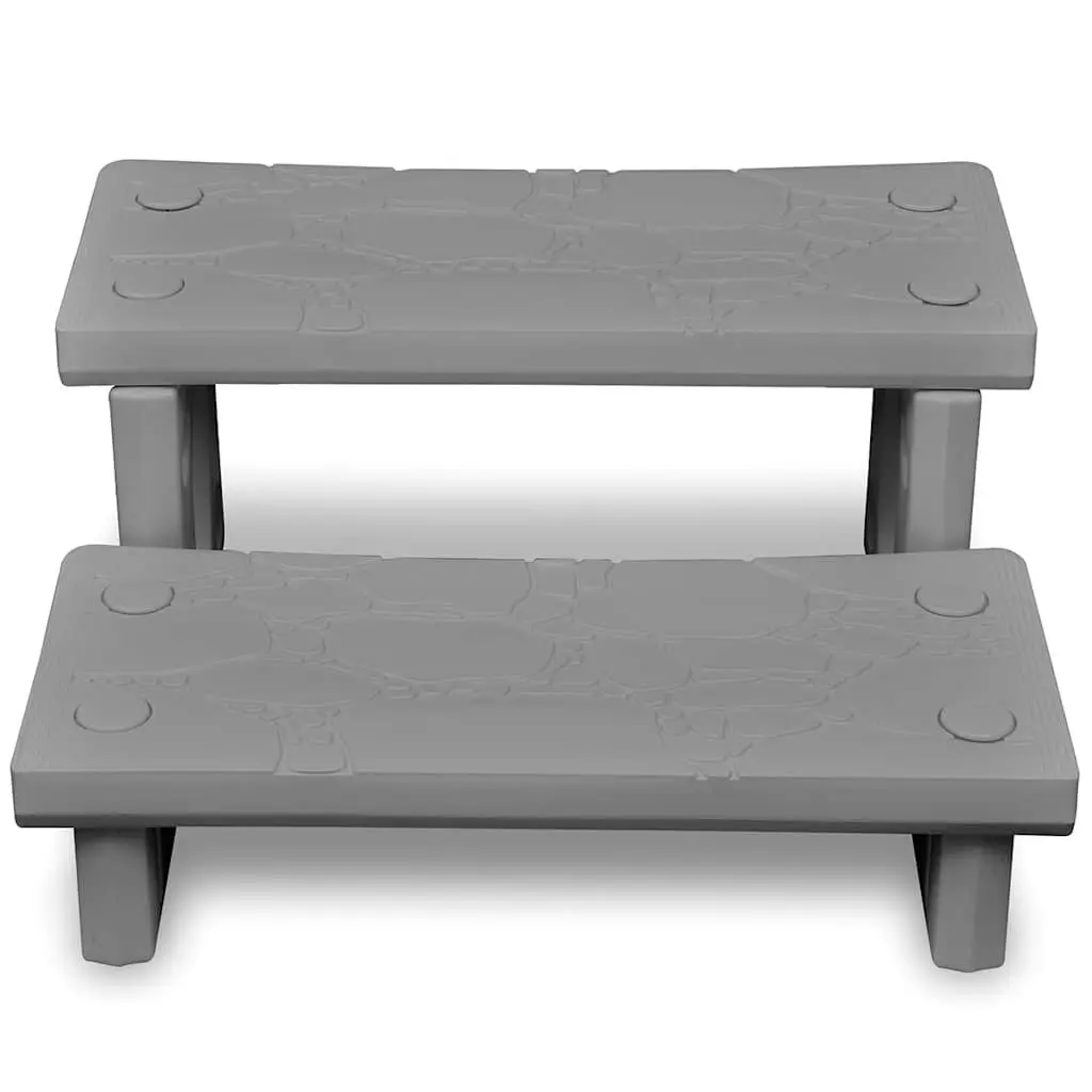Spa Steps Non-Skid Surface Hot Tub Access Lightweight Grey Pool Accessory